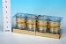 Candle In Glass Pot 4.5cm With Gold Leather Look Trim 4/Set (650G684)