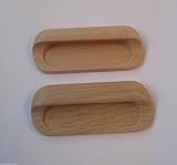 IRONMONGERY WORLDﾂｮSOLID WOOD RECESSED/FLUSH INSET LAY ON DOOR HANDLE SLIDING WOODEN HANDLE (UNFINIS