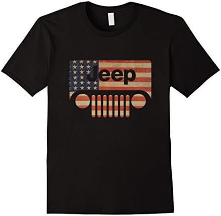 Men's Jeep Lover Shirt - American Flag with Jeep Grille T shirt 3XL Black