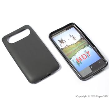 Housse coque etui silicone HTC HD7 Noir [Appareils électroniques]