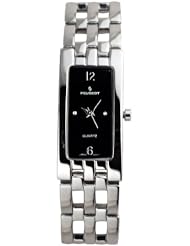 Peugeot Womens 1013BK Silver-tone Rectangular Open Link Bracelet Watch