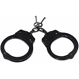 Double Locking Steel Hand Cuffs Police Handcuffs - Black