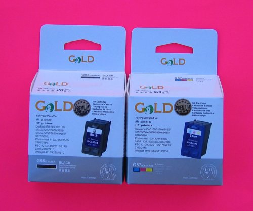 HP 56 57 C6656A C6657A Compatible Black and Color Ink Cartridges