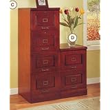 Cherry Finish 4-Drawer Legal & Letter Size Vertical File Cabinet with Lock