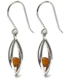 Sterling Silver Round-Cut Honey Amber Millennium Collection Marquise-Shaped Earrings