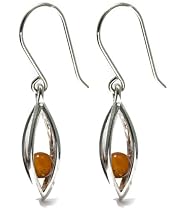 Sterling Silver Round-Cut Honey Amber Millennium Collection Marquise-Shaped Earrings
