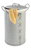 Wenko 17755100 Laundry bin, Bamboo, grey