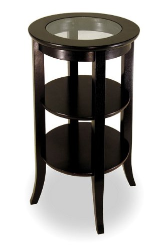 Round Hardwood/glass End Table End Table