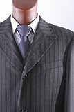 IMAGE OF Men's Superior 150's Single Breasted 3 Button Brown Stripe Vested Dress Suit with Peak Lapel