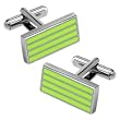 Rectangle Stripes Cufflink by Enrico Pardini - Lime green Rhodium