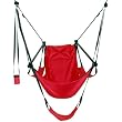 Green Eggs and Hammocks Con2our Dual-Point Hammock Chair with Adjustable Footrest, Armrests, Pillow, and Drink Holder, Red