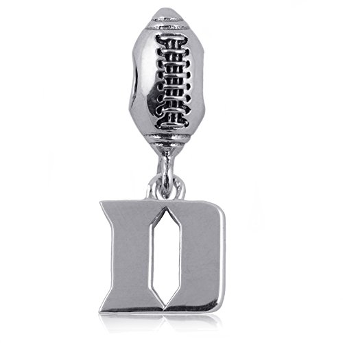 NCAA Duke Blue Devils .925 Sterling Silver Football Charm Bead, Duke Jewelry