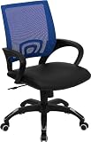 Blue Mesh Office Chair with Black Leather Seat [CP-B176A01-BLUE-GG]
