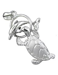 925 Silver Turtle & Dolphin Circus Pendant Hawaiian Silver Jewelry