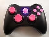 Xbox 360 Modded Controller (Rapid Fire Mod) - Black with PINK LEDS + BUTTONS MW2 Black Ops