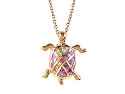 Rose Gold Over Sterling Silver Sealife Turtle Pendant with Created Pink Opal Inlay