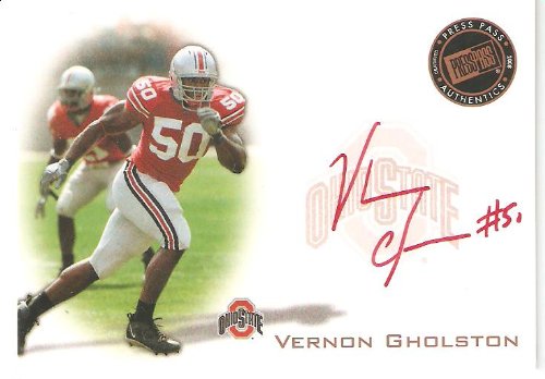 2008 Press Pass Autographs Red VG Vernon Gholston - Ohio State - New York Jets (Rookie Insert - Autographed - Football Cards)