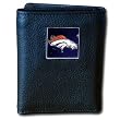 Denver Broncos Leather/Nylon Trifold Wallet - NFL Football Fan Shop Sports Team Merchandise