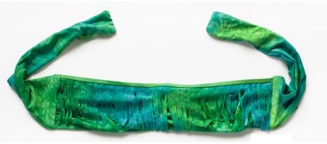 Kandy Wrappers Women's Bandeau Fringe Top Medium Green Jeans Tie Dye