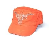 Bulls Longhorns Rhinestone Orange Vintage Flat Top Hat