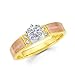 Size- 7.5 - .14ct Diamond 14k Three 3 Tri Color