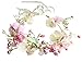 Vivivalue Pearl Flower Crown Floral Garland Headband Flower Halo Headpiece Hair Wreath Boho with Ribbon Wedding Party Photos Festival Pink