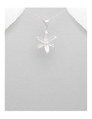 Flower Pendant Necklace In 92.5 Sterling Silver