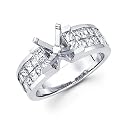 1.71ct Diamond (G-H, SI1) 14k White Gold Channel Set Princess Cut Engagement Semi Mount Ring Setting