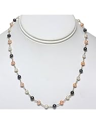 Sterling Silver Beautiful Multi-Color Genuine Freshwater Pearl Necklace Chain