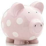 Elegant Baby Huge Pig Bank with White Polka Dots - Pastel Pink
