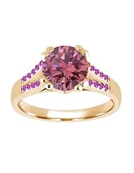 1.10 Ct Round Pink VS2/SI1 Diamond Sapphire and 14K Yellow Gold Ring