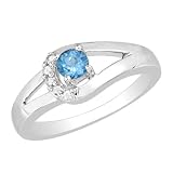 0.4 Carat Light Blue Color White 14K Gold Certified Topaz and Diamond Engagement Ring