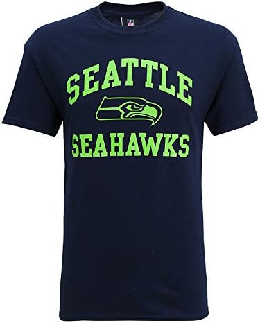 Seattle Seahawks large logo t-shirt 100% Official-NFL Sports Branded Tshirts-NAVY-X-Large