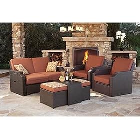 Sedona 4-pc Deep Seating Collection by Mission Hills Includes: Reclining Loveseat w...