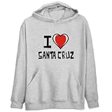 I Love Santa Cruz Cities Mens Hoodie (Heather Gray, Sizes X-Small - XXX-Large)