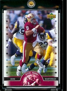 2005 Upper Deck Legends Steve Young San Francisco 49ers Football Card #85 - Mint Condition - In Protective Display Case !!