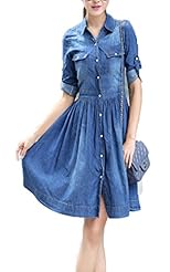 Cocktail Denim  Shirt Party Dress 
