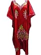 Womens Boho Silk Kaftan Hot Red Long Caftan Maxi Dress
