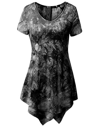 Thanth Womens All Over Tie Dye Plare Hem Line Tunic Top Black 2XL-Large