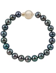 10-11mm 8" Black Freshwater Pearl Bracelet "A" with 14K Yellow Gold Ball Clasp in Gift Box