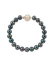 10-11mm 7" Black Freshwater Pearl Bracelet "A" with 14K Yellow Gold Ball Clasp in Gift Box