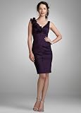David's Bridal Short Taffeta Dress with Rosette Detail Style XS438