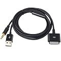 WMA 1.2m 3.5mm Car AUX Audio Music USB Charge Sync Cable for iPad iPod iPhone 3GS 3G 4 4S