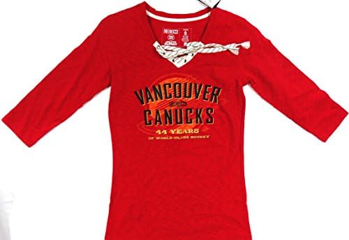Vancouver Canucks CCM Vintage Design 3/4 Length Sleeve Hockey Style Tshirt Ladies Size S