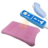 Pink Silicone Skin Case for Nintendo Wii Fit Balance Board + 2 Pack of Soft Case for Wii Remote Control / Controller & Nunchuk (Blue / Solid Blue)