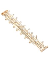 Anne Klein "Richmond" Gold-Tone Mesh Crystal Drops Bracelet, 7.25"