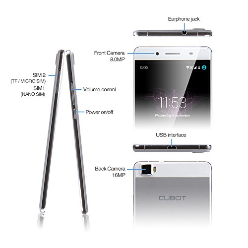 Imagen 8 de Cubot X17 4G LTE Smartphone 5.0 FHD 1080 * 1920 Android 5.1 MTK6735 1.3GHz Quad Core 64 bits 16.0MP 3G RAM 16G ROM Doble Tarjeta