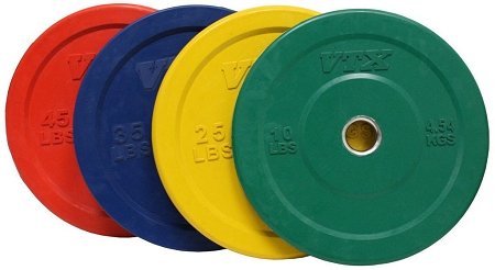 Troy VTX 230lb Colored Olympic Rubber Bumper Plates 
