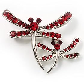 Fancy Red Dragonfly Fashion Brooch