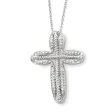 April Birthstone, Spiral Cross Necklace in Silver